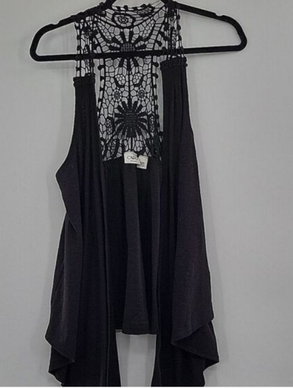 Cato Black Crochet-Back Draped Tank Camisole Swim Cover Up